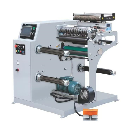 Small roll label slitter machine 